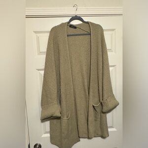 Amazon Beige Open-Front Cardigan